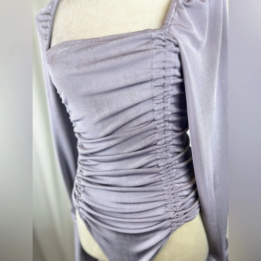 FREE PEOPLE Meant To Be Bodysuit in‎ Silver Mauve Size Small